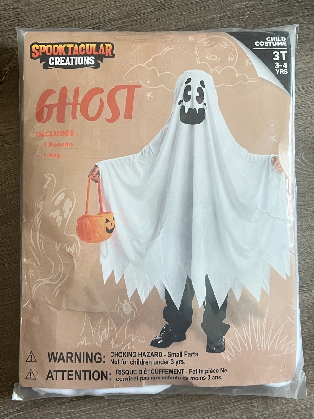 NEW Spooktacular Creations Child Ghost Halloween Costume Unisex 3T 3-4 years old